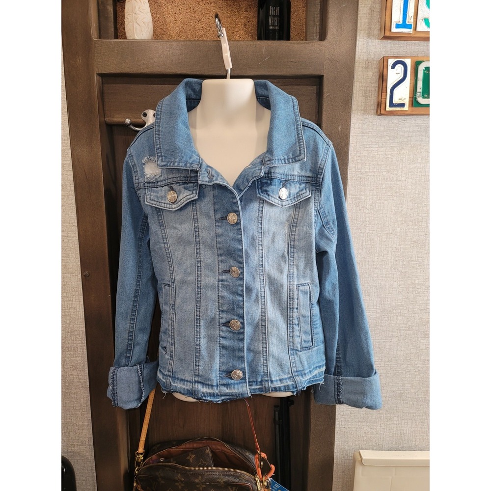 Girls Justice  SZ 8/10 Denim Jean Jacket  Unfinished Hem‎ NWT